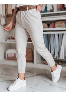 Spodnie damskie casualowe z paskiem MADELINA jasnobeżowe Dstreet UY2623