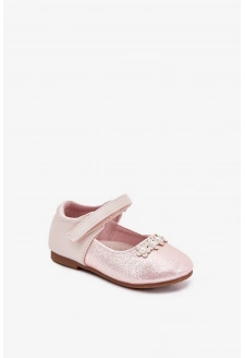 Dětské balerínky na suchý zip s kytičkami – růžové Nikione