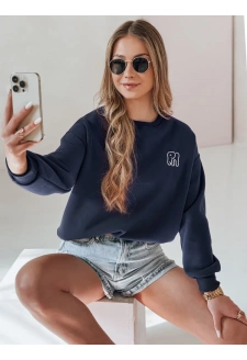 Bluza damska oversize z haftem SOFTSLON granatowa Dstreet BY1431