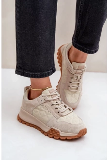 Dámské Kožené Tenisky Big Star OO274A315 Hi-Poly System Béžové