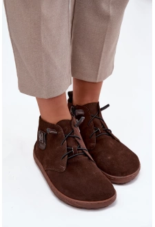 Dámské semišové barefoot polobotky s ozdobným detailem Zazoo – čokoládové