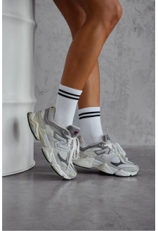 Dámské ponožky se dvěma tenkými proužky – bílé