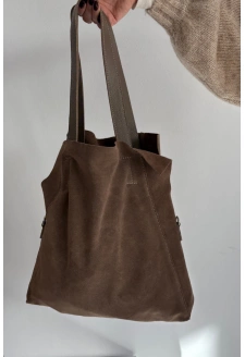 Dámská semišová kabelka shopper Miraya – tmavě béžová