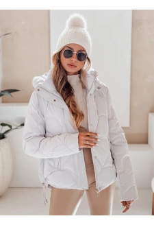 Kurtka damska zimowa LOVEWARM krótka pikowana z kapturem biała Dstreet TY5042
