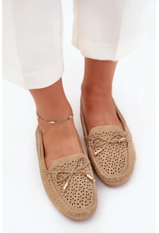 Dámské perforované mokasíny s ozdobou Kaydance – camel