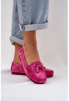 Dámské klasické semišové mokasíny S.Barski – fuchsiové