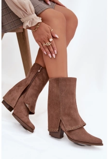 Dámské kozačky s vyvýšenou manžetou Vinceza 16516 – béžové