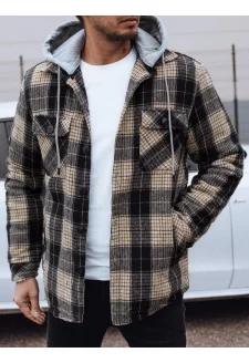 Pánská zateplená bunda s kapucí béžová Dstreet TX4957