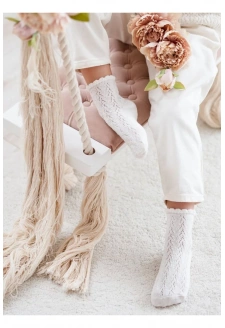 Dětské ažurové ponožky – ecru