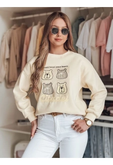 Bluza damska oversize z misiami MISOBEARS ecru Dstreet BY1435