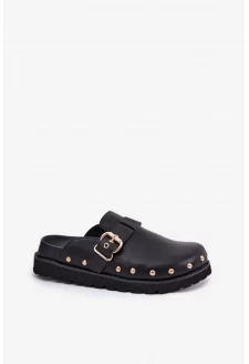 Dámské kožené pantofle na platformě Big Star – černé