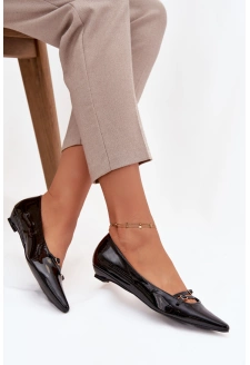 Dámské lakované baleríny s pásky Zarelia – černé