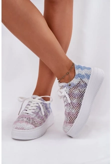 Dámské tenisky na platformě se háčkovaným svrškem – multikolor Mirietto