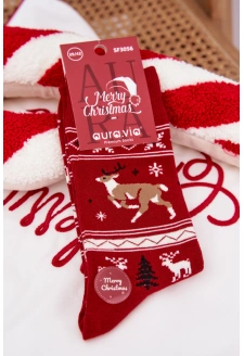 Pánské vánoční ponožky s motivem běžícího soba – červené