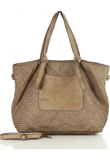 MARCO MAZZINI Originální dámská tkaná kožená shopper kabelka