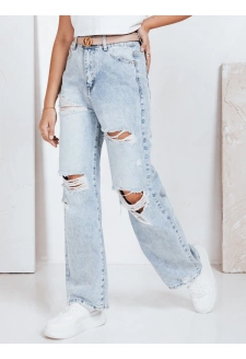 Jeansy damskie szerokie z przetarciami niebieskie Dstreet UY2794