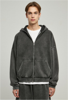 Mikina s kapucí Heavy Stone Washed 90's Zip Hoodie černá