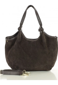 MARCO MAZZINI Tmavě hnědá semišová hobo kabelka