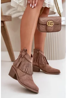 Kotníkové Dámské Kovbojské Boty Na Zip Eko Semišové Hnědé S.Barski