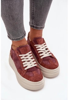 Dámské semišové tenisky na masivní platformě Zazoo – fialové