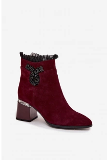 Dámské zateplené kotníkové boty z přírodního semiše D&A - bordó