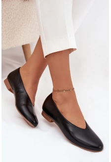 Dámské eko kožené baleríny na plochém podpatku Olyssia – černé