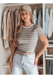 T-shirt damskie basic w paski LINESS szary Dstreet RY2821