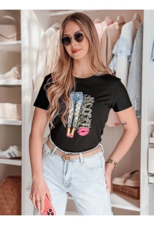 T-shirt damski z nadrukiem TRENDAY czarny Dstreet RY2824