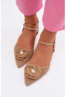 Dámské sandály na block podpatku s ozdobným detailem Vionessa – tmavě béžové