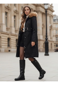 Kurtka zimowa damska parka z futerkiem czarna Dstreet TY5110