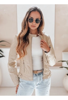 Kurtka skórzana damska ramoneska ROCKMISS beżowa Dstreet TY5215