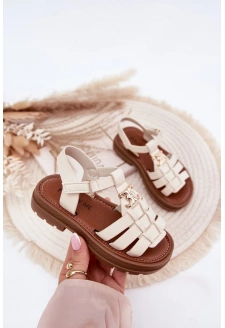 Dívčí sandálky s ozdobným detailem – béžové Serina