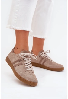 Dámské nízké semišové sneakersy Zazoo – tmavě béžové