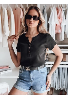 Bluzka damska one size prążkowana KISS LOOK czarna Dstreet RY2833