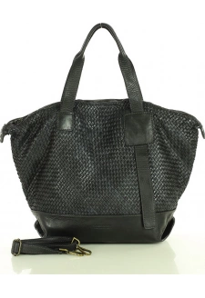 Marco Mazzini Černá dámská kožená shopper kabelka