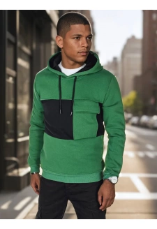 Bluza męska z kapturem ciemnozielona Dstreet BX5910