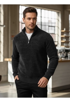 Sweter męski ze stójką ciemnoszary Dstreet WX2351