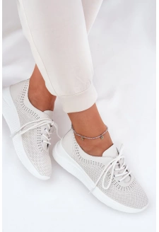 Dámské kožené sportovní boty na platformě Vinceza – bílé