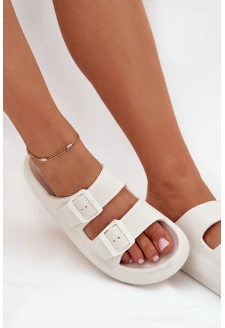 Dámské pěnové pantofle s přezkami Vinceza – bílé