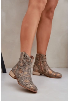Dámské kotníkové boty Neliawen se zlatým zvířecím vzorem – zlaté