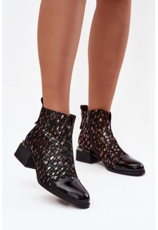 Lakované dámské botky D&A – černé