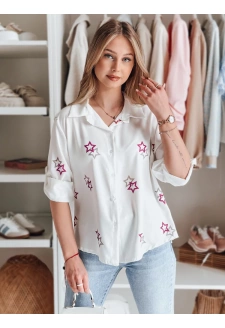 Koszula damska oversize w gwiazdki ASTROWIA biała Dstreet DY0452