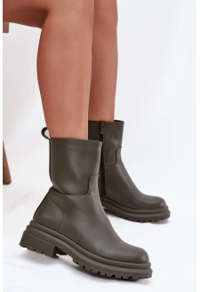 Dámské kotníkové boty na platformě a nízkém podpatku Levira – zelené