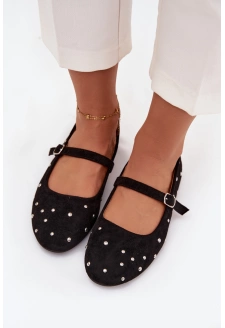 Dámské zdobené baleríny s páskem Olivisse – černé