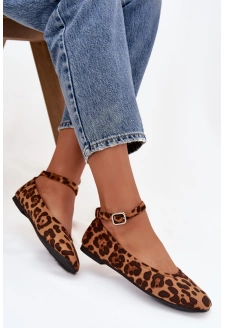 Dámské baleríny s páskem a přezkou Janelor – panterkové