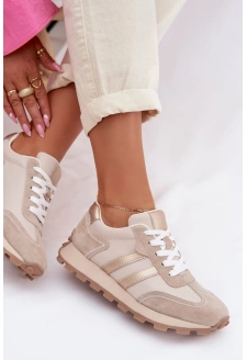 Dámské semišové sneakersy na platformě S.Barski – tmavě béžové