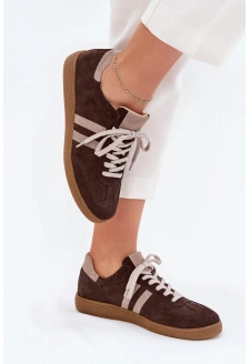 Dámské nízké semišové sneakersy Zazoo – čokoládové