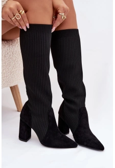 Dámské kozačky na sloupku – černé Yserine