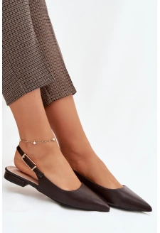 Dámské baleríny se zlatou přezkou Iverelle – čokoládové
