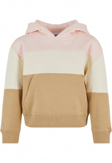 Dívčí oversized 3-Tone Hoody růžová/bílá písková/unionbéžová